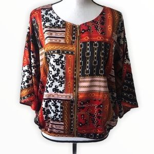 Marc New York Leopard/Chain Zip Up Blouse